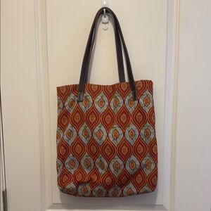 Hand Crafted Red and Orange Patterned Tote